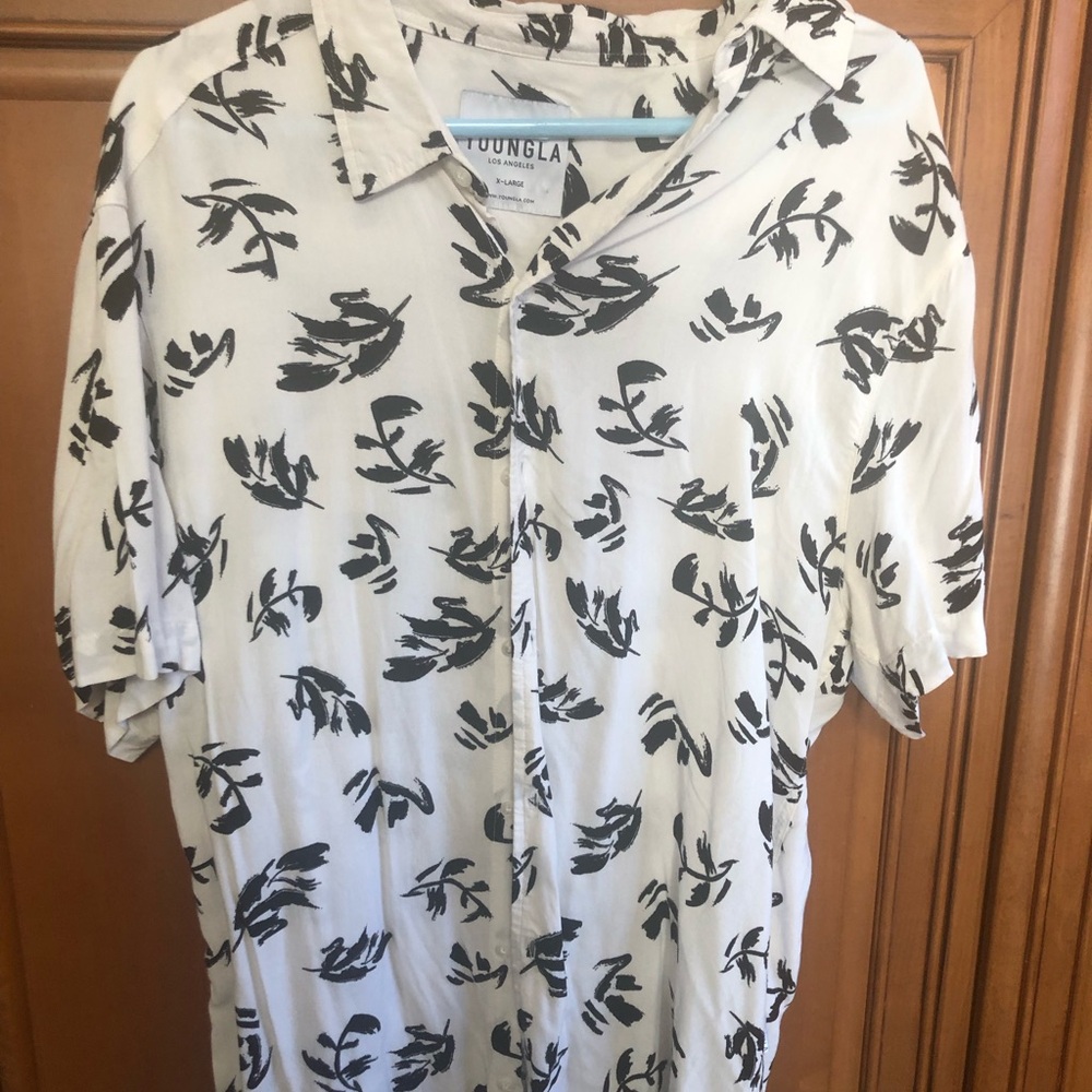 YoungLA whit with black pattern shirt. Size XL